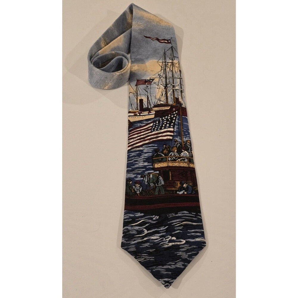 Tango by Max Raab 100% Silk Tie Americana Series New York Harbor Circa 1910 Made